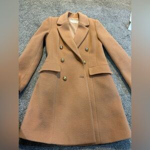 Elegant Tan Double-Breasted Women's Coat